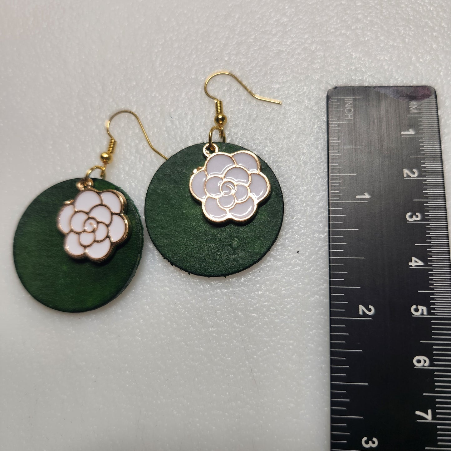 Gorgeous Green Leather Earrings