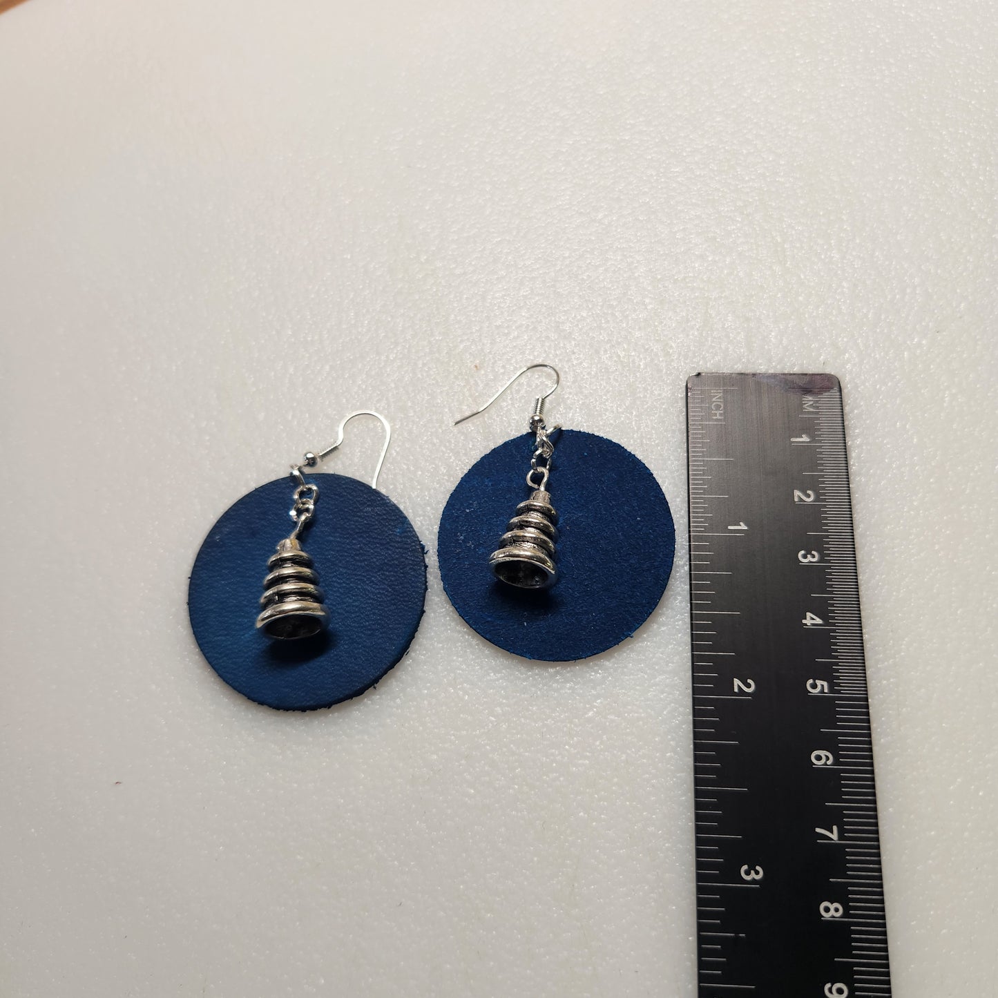 Beautiful Blue Leather Earrings with Unique Charm