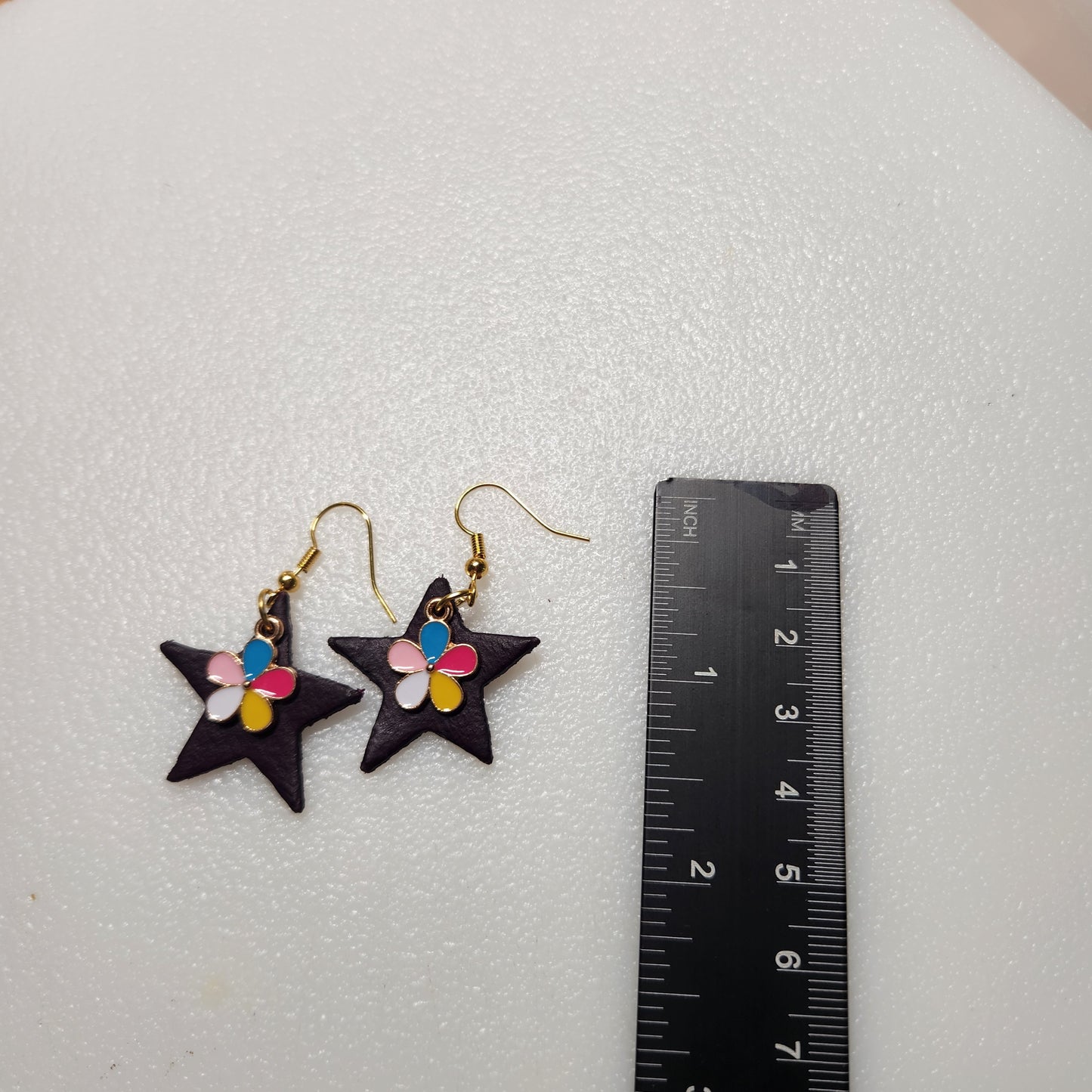 Deep Plum Colored Star Leather Earrings