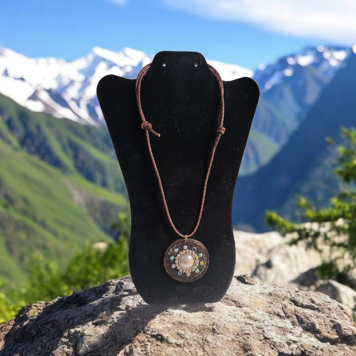 Classic tooled leather 2 1/2" pendant