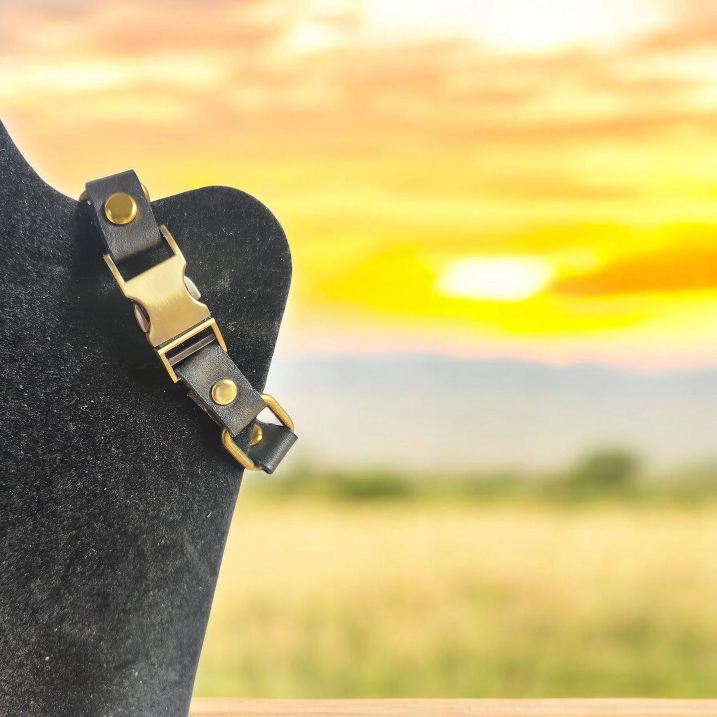 Leather Chain Bracelet in black and antique brass