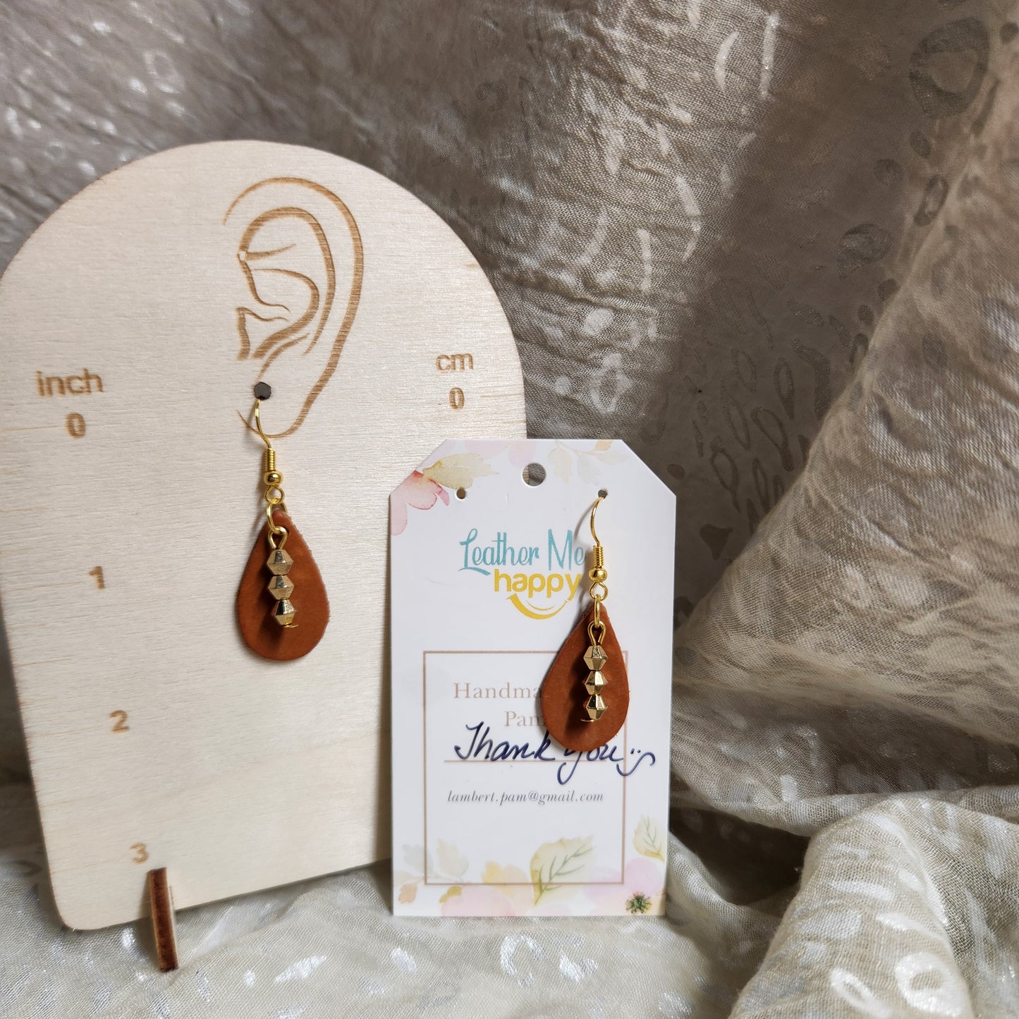 Small Classy Yellow Leather Earrings