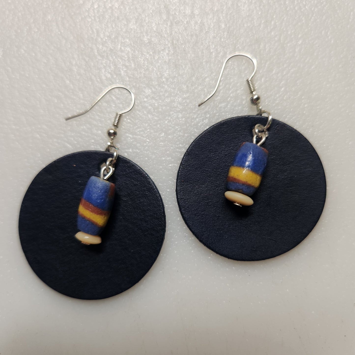 Blue Leather Dangle Earring