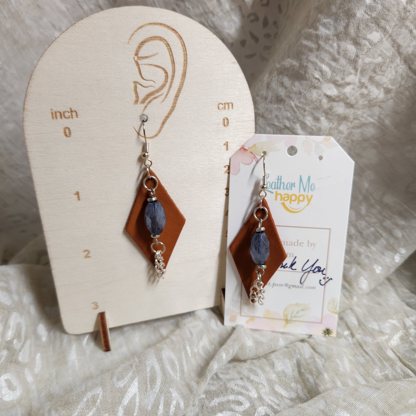 Yellow Leather Earring with a Bit of Bling