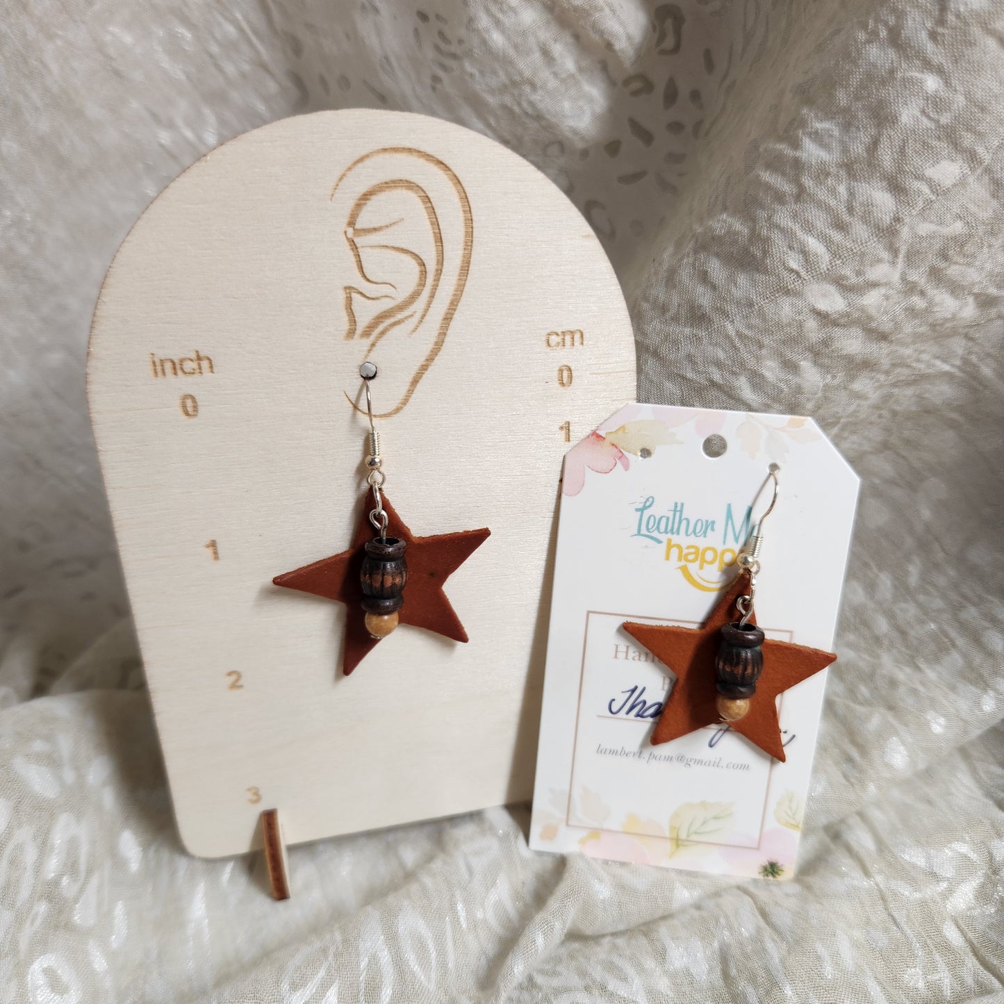 Leather Star Dangle Earrings