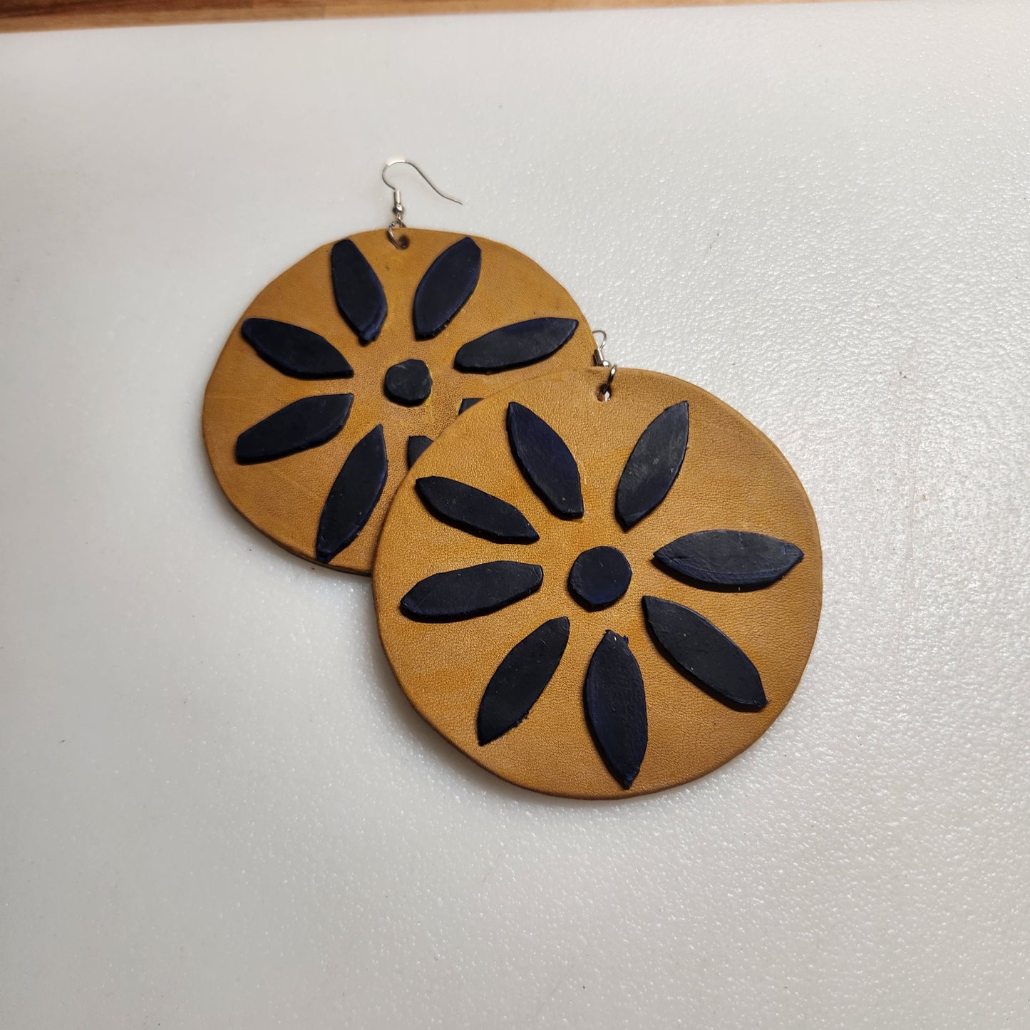 Big and Bold Leather Flower Earrings