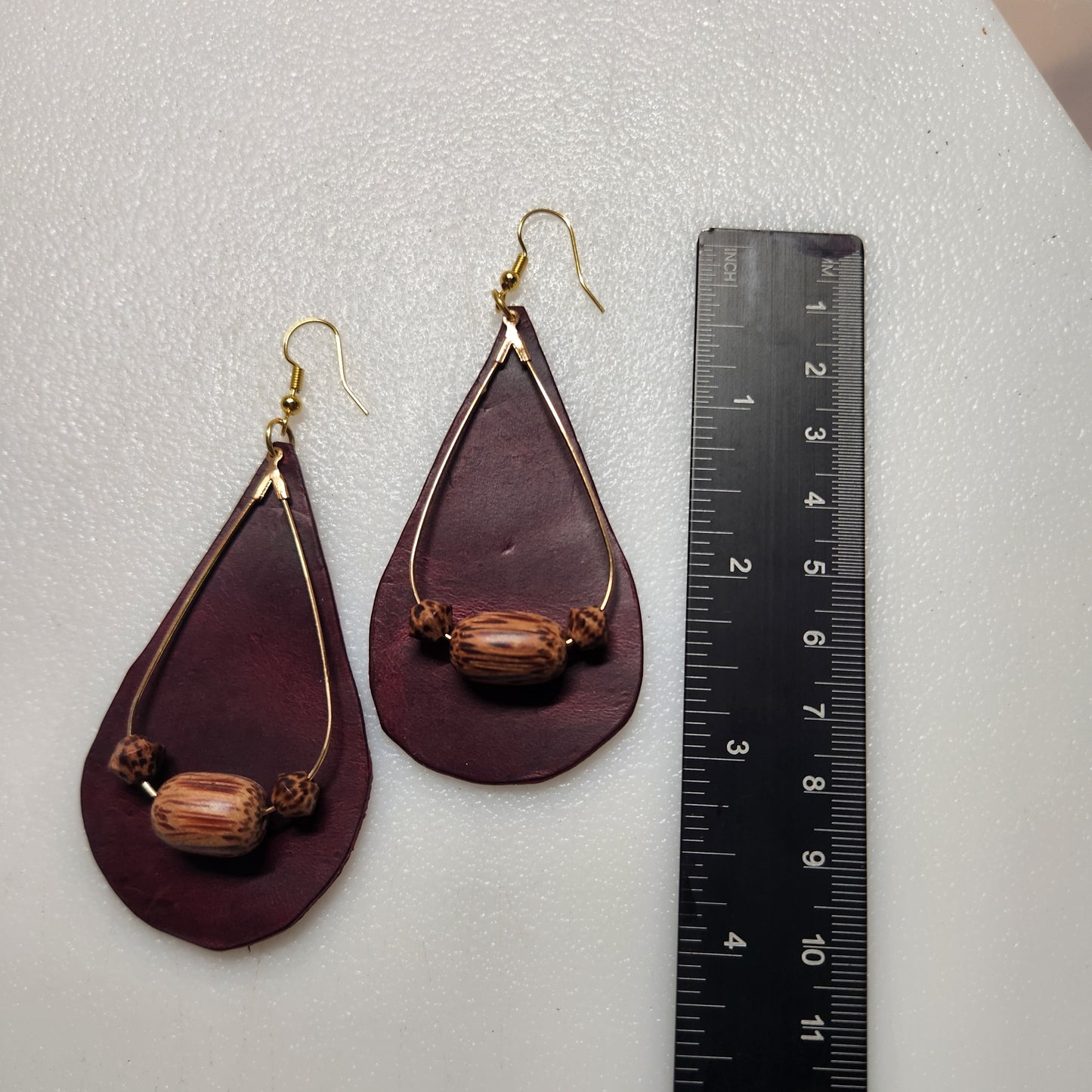Elegant Large Teardrop Leather Earrings