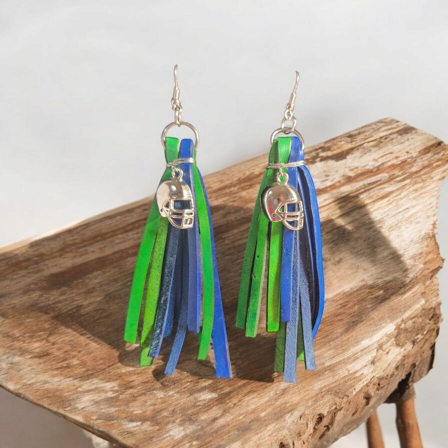 Football Fan Earrings in fabulous Seahawks Blue and Green