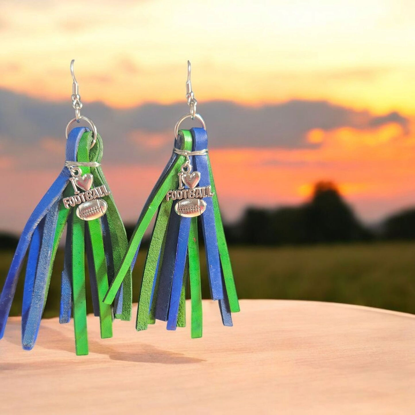 Football Fan Earrings in fabulous Seahawks Blue and Green