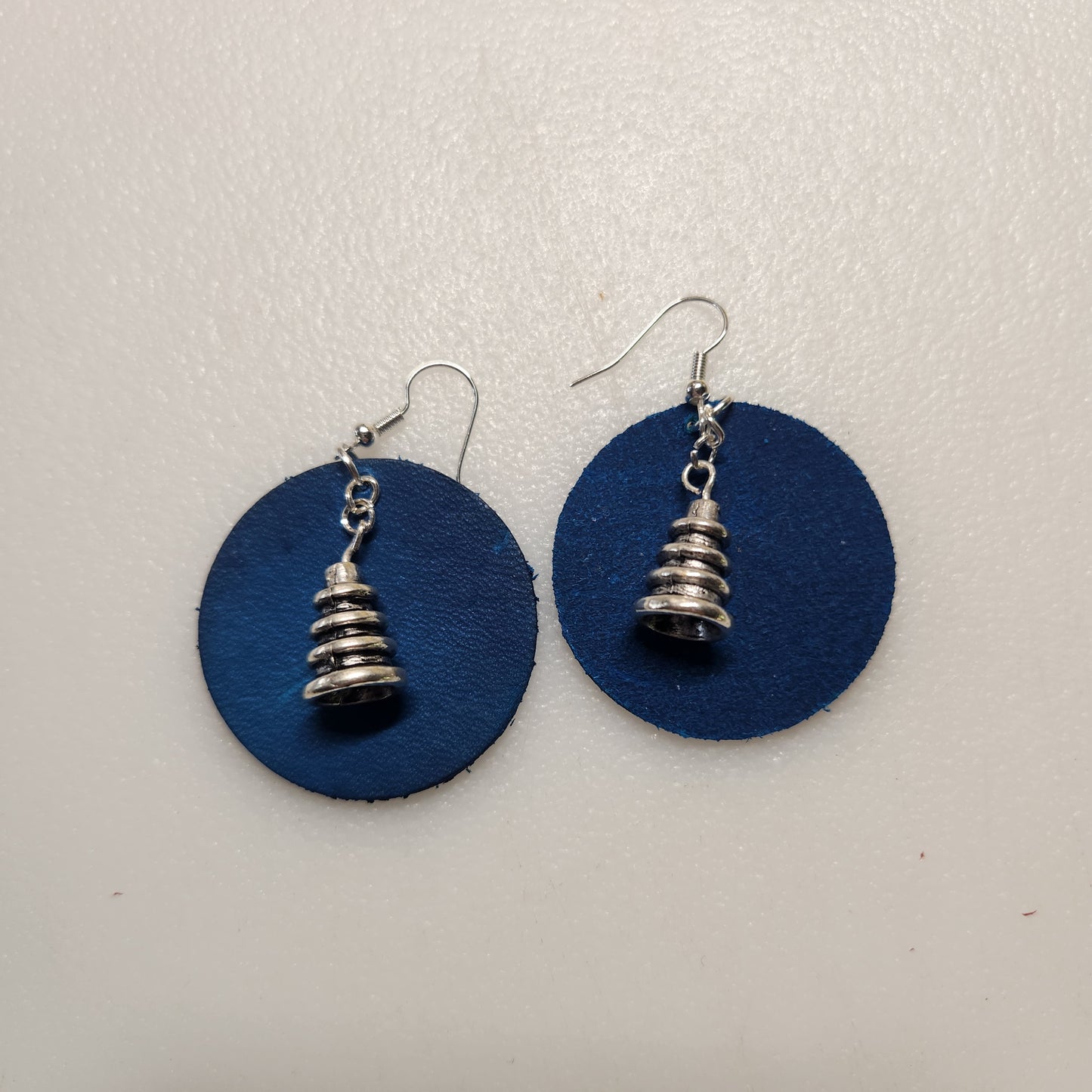 Beautiful Blue Leather Earrings with Unique Charm