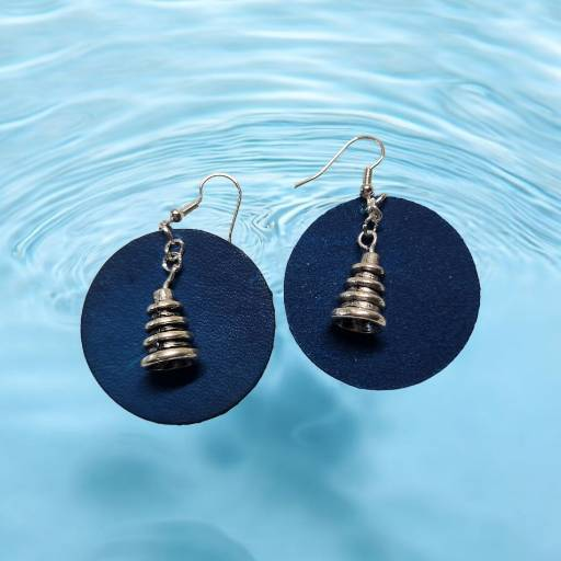 Beautiful Blue Leather Earrings with Unique Charm